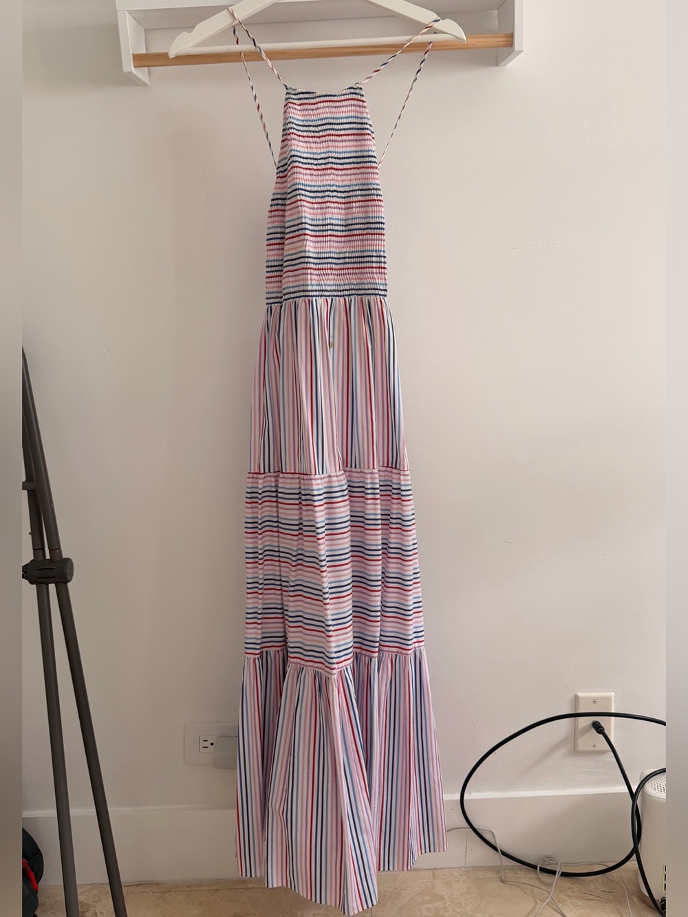 Zara Striped Maxi Dress in Pink, Blue & White